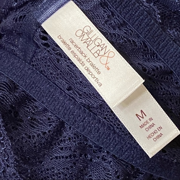 Gilligan & O’Malley Navy Blue Lace Racerback Bralette Sz Medium - Picture 4 of 5